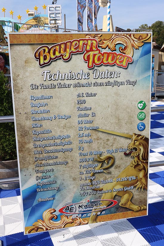Oktoberfest 2019 Neuheit:  Kettenflieger "Bayern Tower"  von Alfons Egen Kaiser